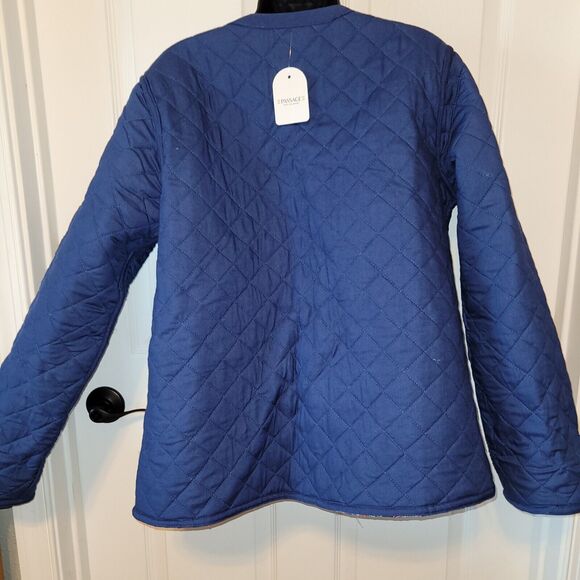Passage Quilted Jacket Large Blue Floral Reversible Full Zip Cottagecore Boho - Picture 8 of 14